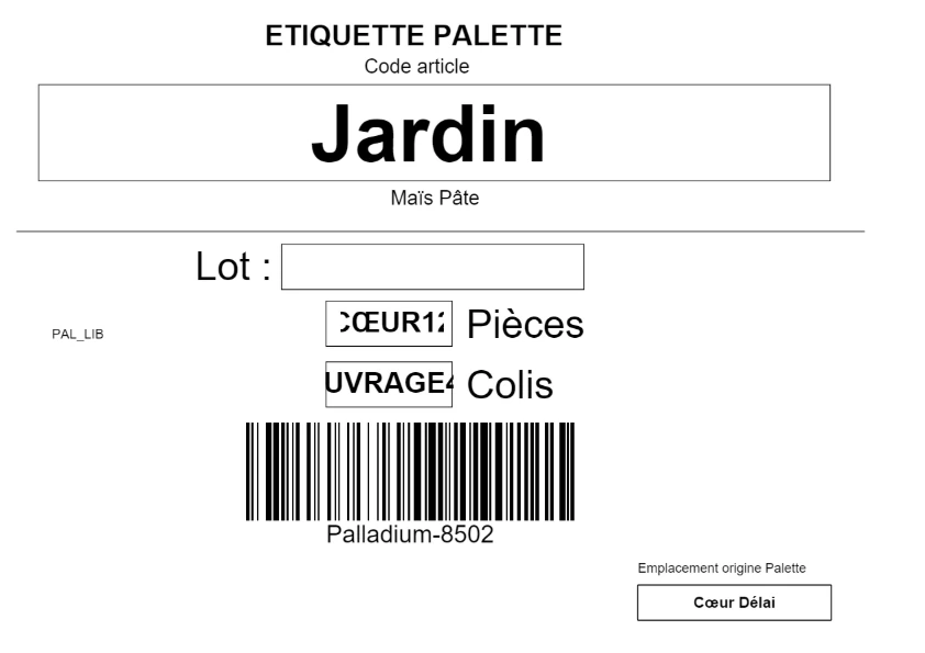 Étiquette palette