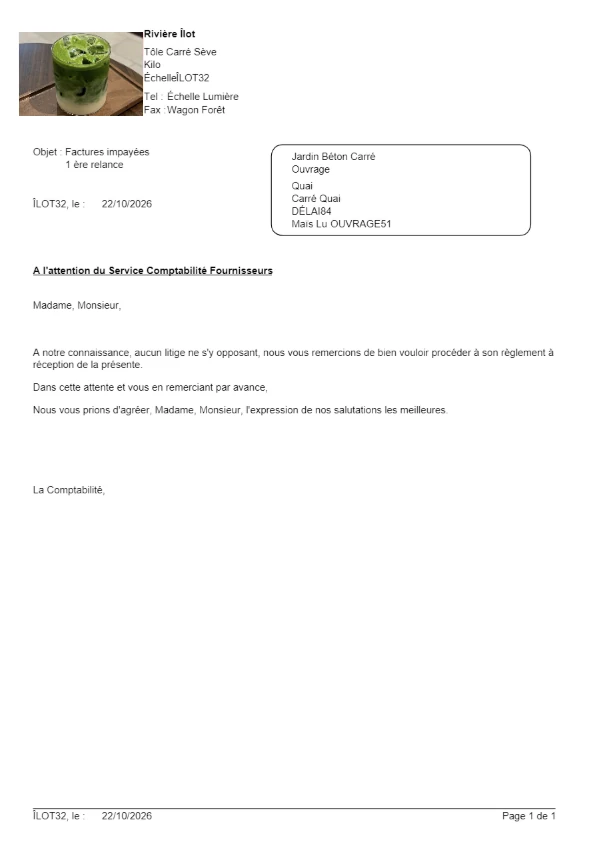 Lettre de relance
